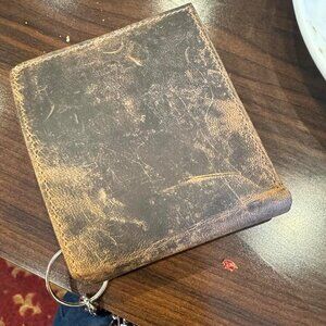 F&L CLASSIC RFID Blocking Mens bi-fold Style Cowhide Leather Steel Chain Wallet